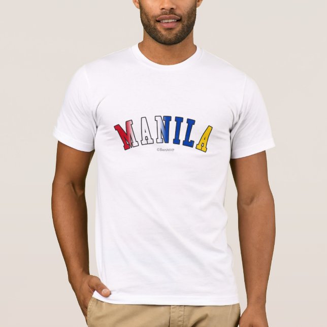 Manila in Philippines national flag colors T-Shirt (Front)