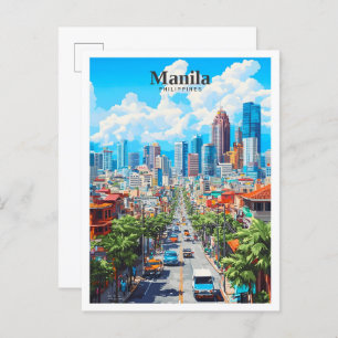 Manila Philippines Art Vintage Travel Postcard