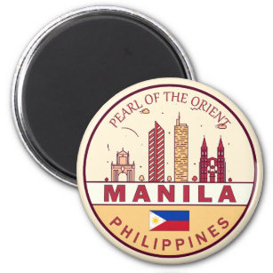 Manila Philippines City Skyline Emblem Magnet
