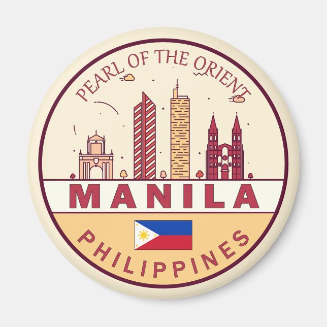 Manila Philippines City Skyline Emblem Magnet (Front)