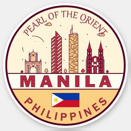 Manila Philippines City Skyline Emblem Sticker
