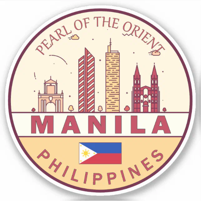 Manila Philippines City Skyline Emblem Sticker Zazzle