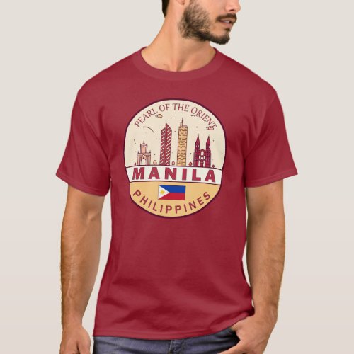 Manila Philippines City Skyline Emblem T_Shirt