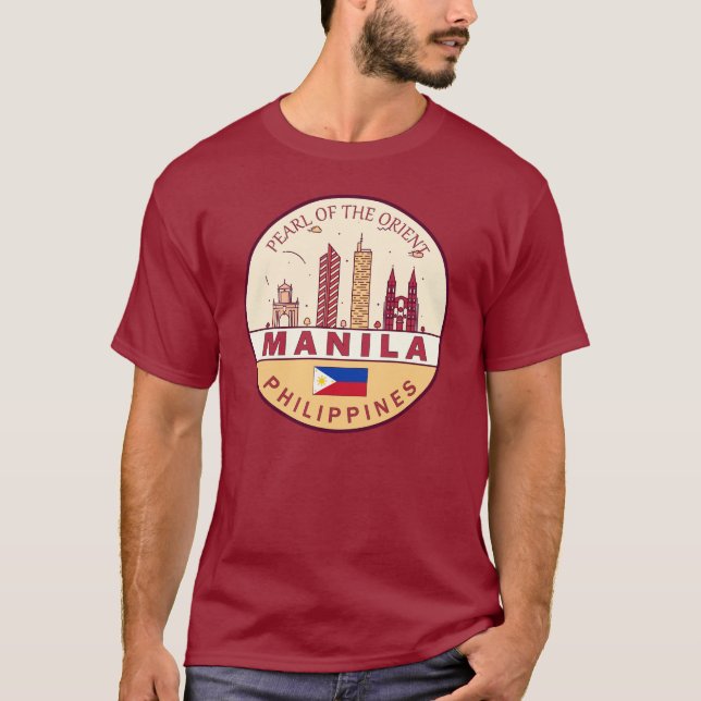 Manila Philippines City Skyline Emblem T-Shirt (Front)