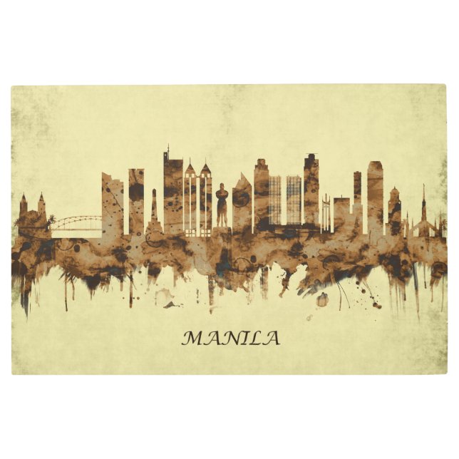 Manila Philippines Cityscape Metal Print (Front)