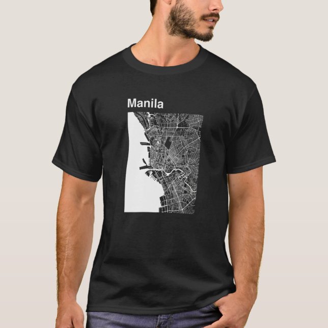 Manila Philippines Classic City Map Graphic   T-Shirt (Front)
