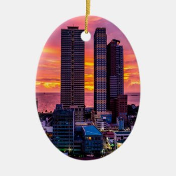 Manila Philippines Skyline Ceramic Ornament by GreatDrawings at Zazzle