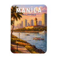 Manila Philippines Skyline Illustration Travel Art