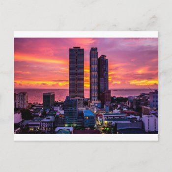 Manila Philippines Skyline Postcard by GreatDrawings at Zazzle