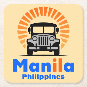 Manila Philippines Southeast Asia Square Paper Coaster