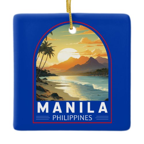 Manila Philippines Travel Art Vintage Ceramic Ornament