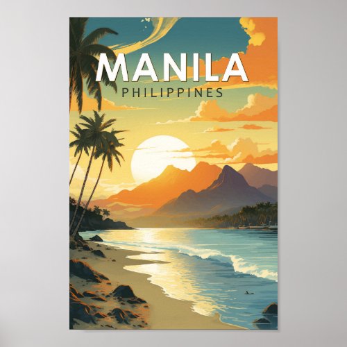 Manila Philippines Travel Art Vintage Poster