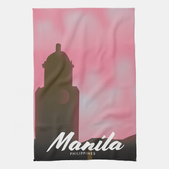 Manila Philippines travel poster. Kitchen Towel (Vertical)