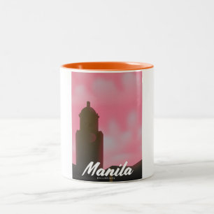 Manila Philippines travel poster. Two-Tone Coffee Mug