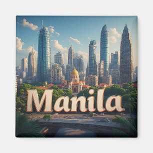 Manila Philippines Tropical City Illustration Magnet