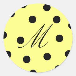 Manilla Black Polk Dot Letter M Classic Round Sticker