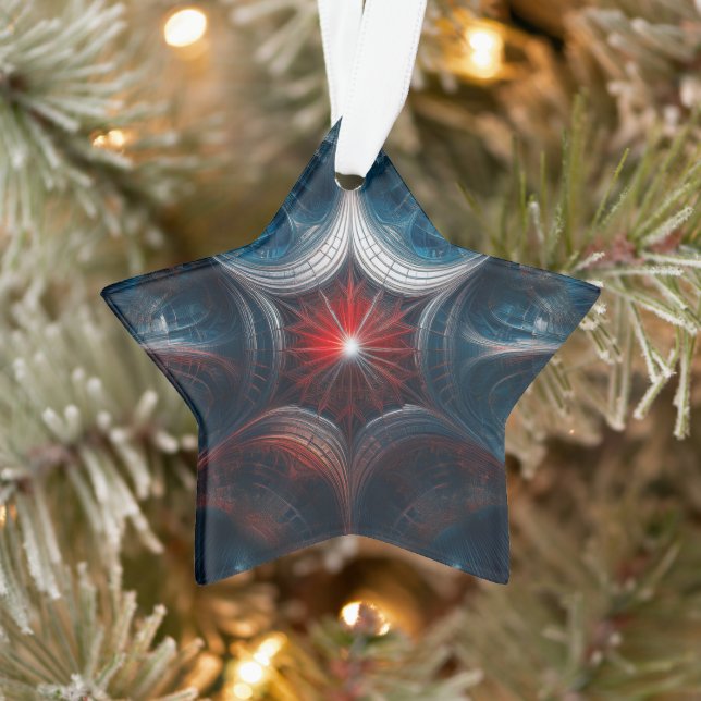 Manipulated Mandelbrot with Starburst Center  Ornament (Tree)