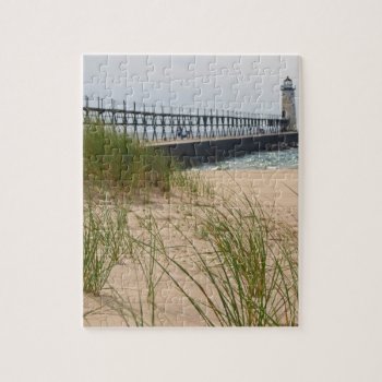 Manistee Lighthouse Jigsaw Puzzle by lighthouseenthusiast at Zazzle