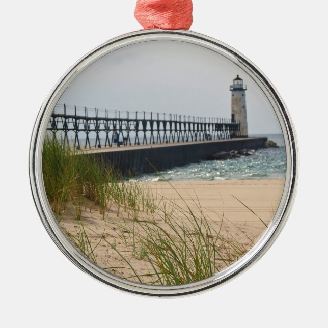 Manistee Lighthouse Metal Ornament (Front)