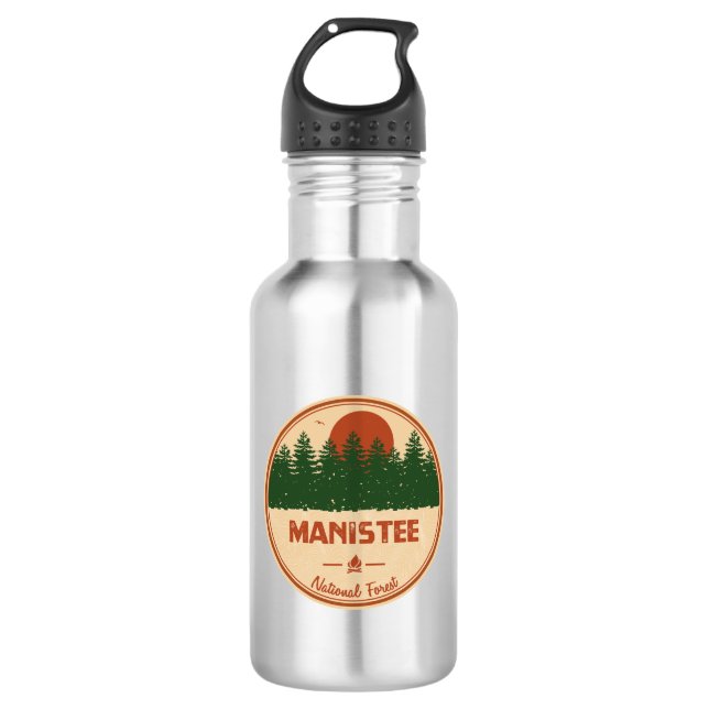 Manistee National Forest Stainless Steel Water Bottle (Front)