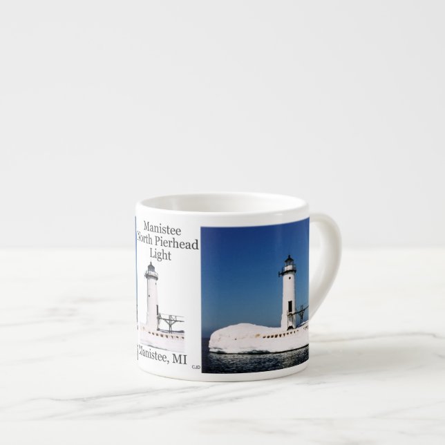 Manistee North Pierhead Light espresso mug (Front Right)