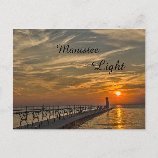 Manistee North Pierhead Lighthouse Postcard (Front)