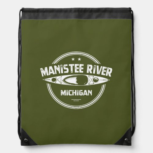 Manistee River Michigan Drawstring Bag