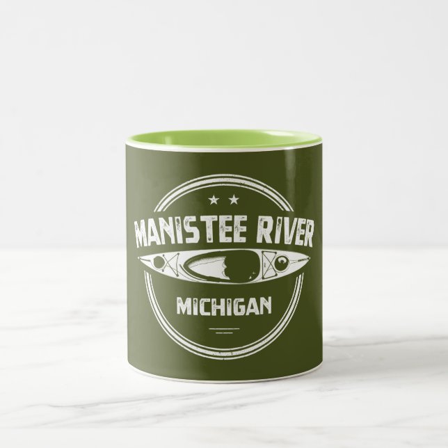 Manistee River, Michigan Two-Tone Coffee Mug (Center)