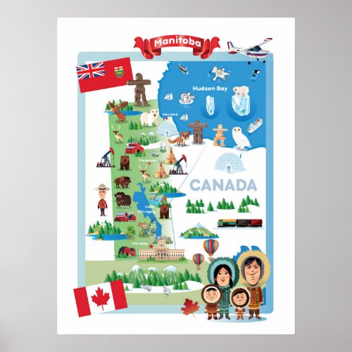 Manitoba Canada Cartoon Poster