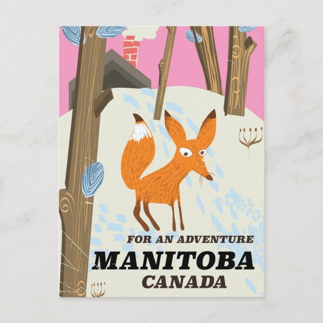 Manitoba Canada vintage style travel poster Postcard (Front)