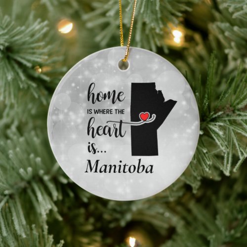 Manitoba home is where the heart is ceramic ornament