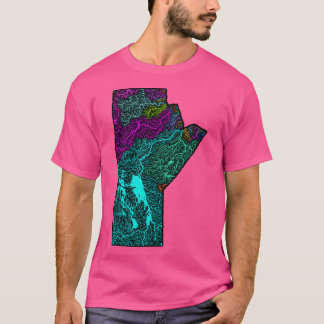 Manitoba River Basin Map in Rainbow Colours with B T-Shirt