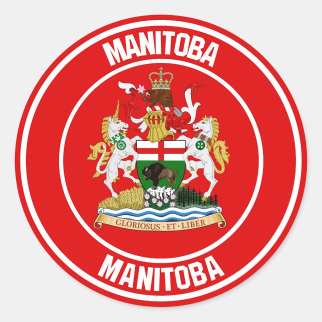 Manitoba Round Emblem Classic Round Sticker (Front)