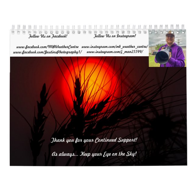 Manitoba Weather Center 2022 Monthly Calendar  (Back)