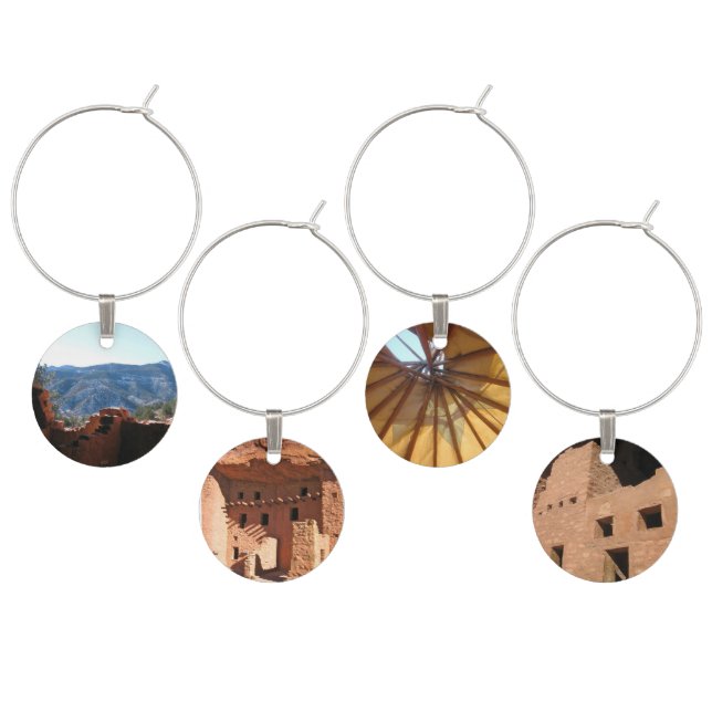 Manitou Springs Cliff Dwellings Photogrpahy Wine Glass Charm (Staggered)