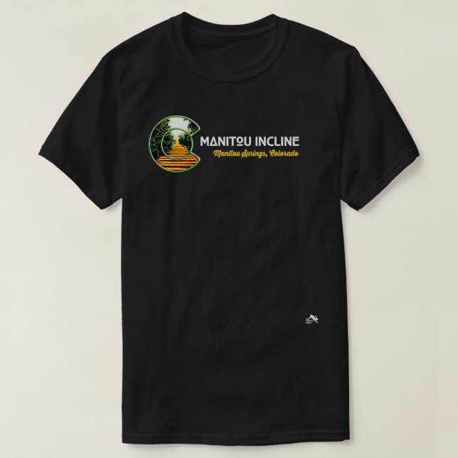 Manitou Springs Incline Colorado State Flag C Logo T-Shirt (Design Front)