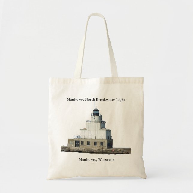Manitowoc North Breakwater Light cut out tote bag (Front)
