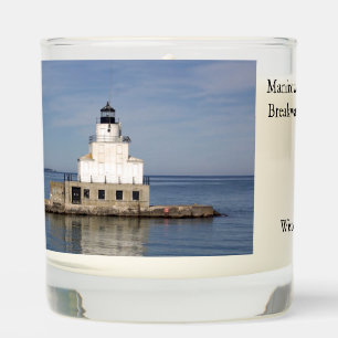 Manitowoc North Breakwater Light glass candle