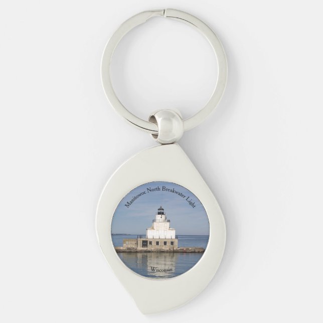 Manitowoc North Breakwater Light metal key chain (Front)