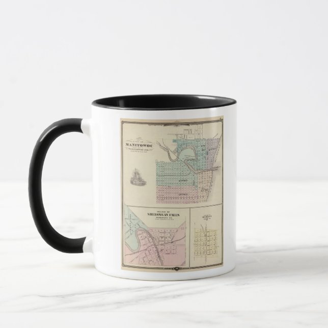 Manitowoc, Sheboygan and Hilbert, Wis Mug (Left)