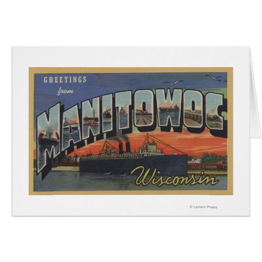 Manitowoc, Wisconsin - Large Letter Scenes Cards (Front Horizontal)
