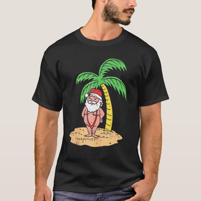 Mankini Santa Summer Swimsuit  Christmas In July B T-Shirt (Front)