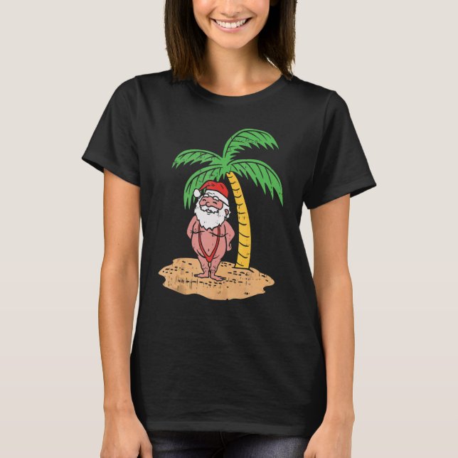 Mankini Santa Summer Swimsuit  Christmas In July B T-Shirt (Front)