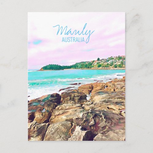 Manly Beach ocean surf Australia travel Postcard
