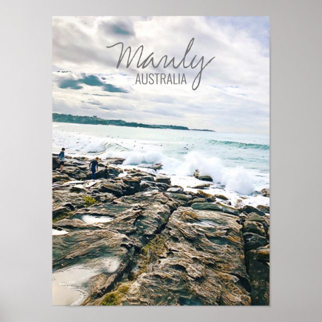 Manly Beach ocean surf Australia travel Poster (Front)