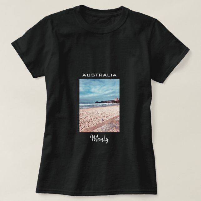 Manly Beach retro Australia travel T-Shirt (Design Front)