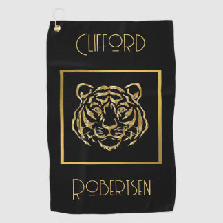 Manly Black and Gold Tiger Face Golf Towel