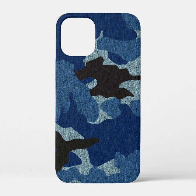 Manly Blue Camo Faux Cloth Camouflage Pattern Slim Case-Mate iPhone Case (Back)