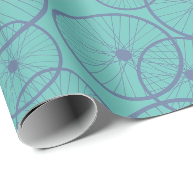 Manly Blue Cyclist Bike Wheels Patterned Wrapping Paper (Roll Corner)