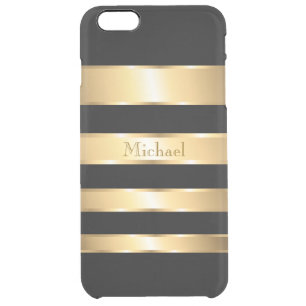 Manly Gold Black Stripes Monogram Clear iPhone 6 Plus Case